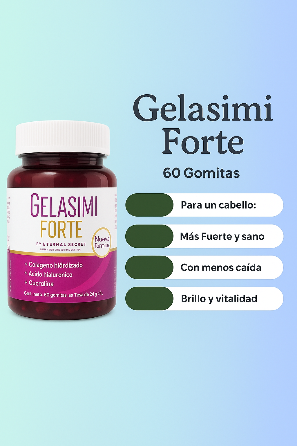 🍓 Gelasimi Forte™ Gomitas – Cabello largo, uñas fuertes, sabor delicioso