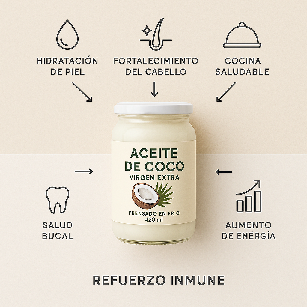 🌴 Aceite de Coco 100% Natural – Belleza, salud y energía en un solo frasco